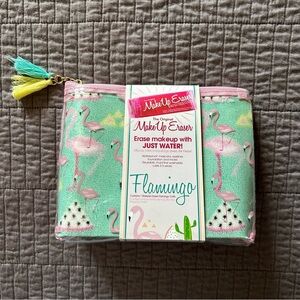 MakeUp Eraser Flamingo Pouch with Pink and Green